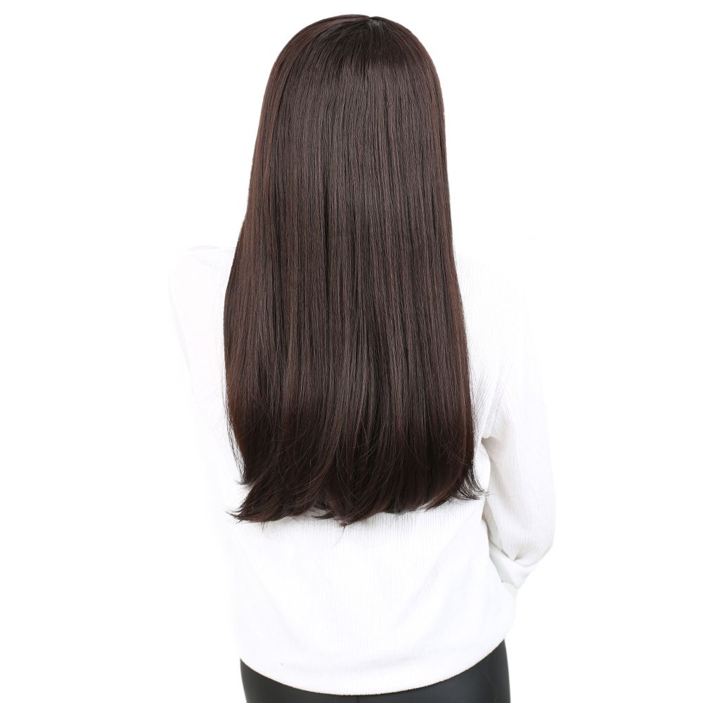 Kanekalon Fiber Synthetic Long Straight Wig / Dark Brown