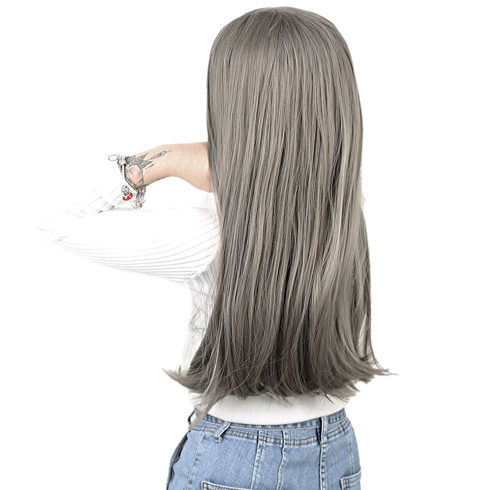 Kanekalon Fiber Synthetic Long Straight Wig / Dark Gray