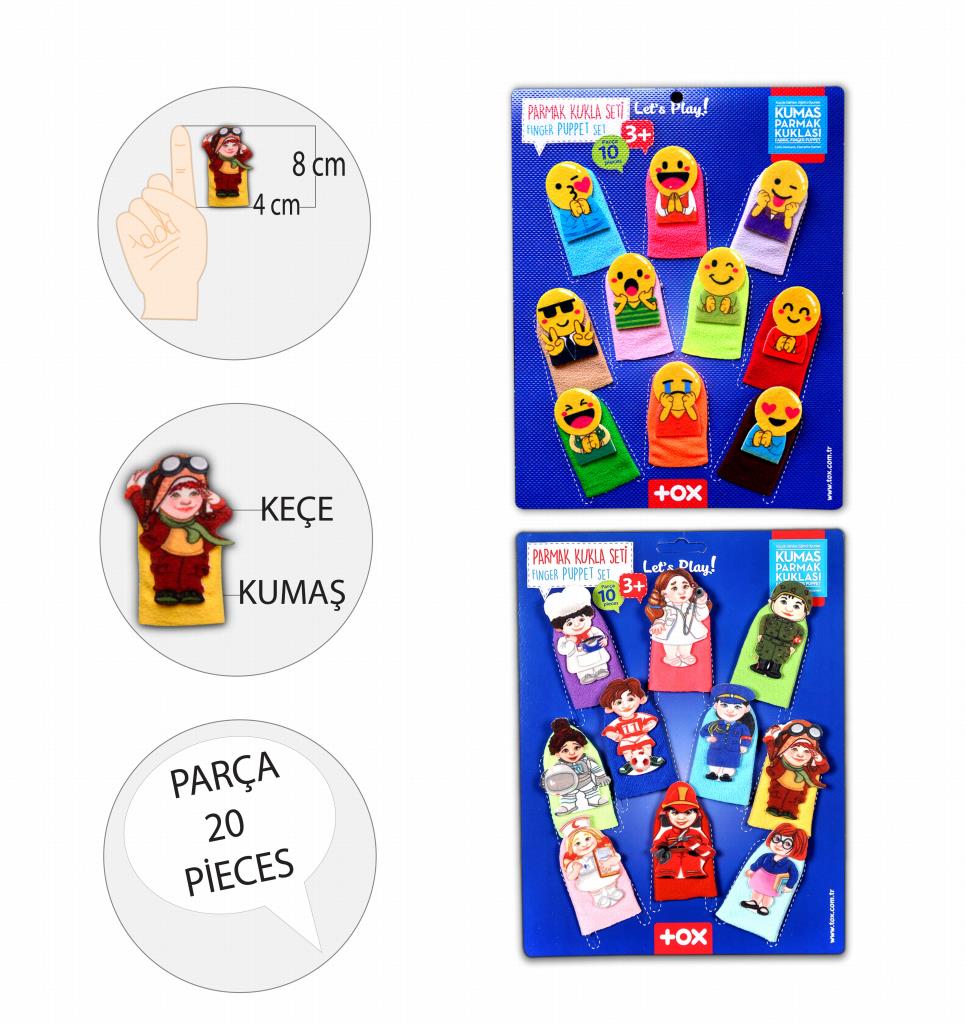 2 Set - 20 Pieces Emojis and Professions Finger Puppet