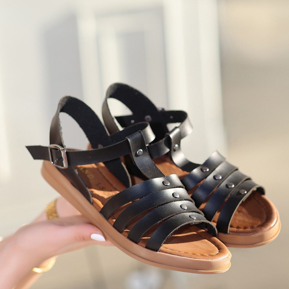 Black Leather Sandals