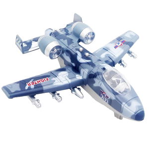 Pull Drop Lighted Sound Metal Fighter Airplane 16 Cm