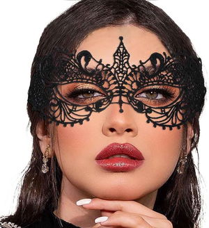 Black Color Center Pointed Model Lace Party Prom Mask 3 No