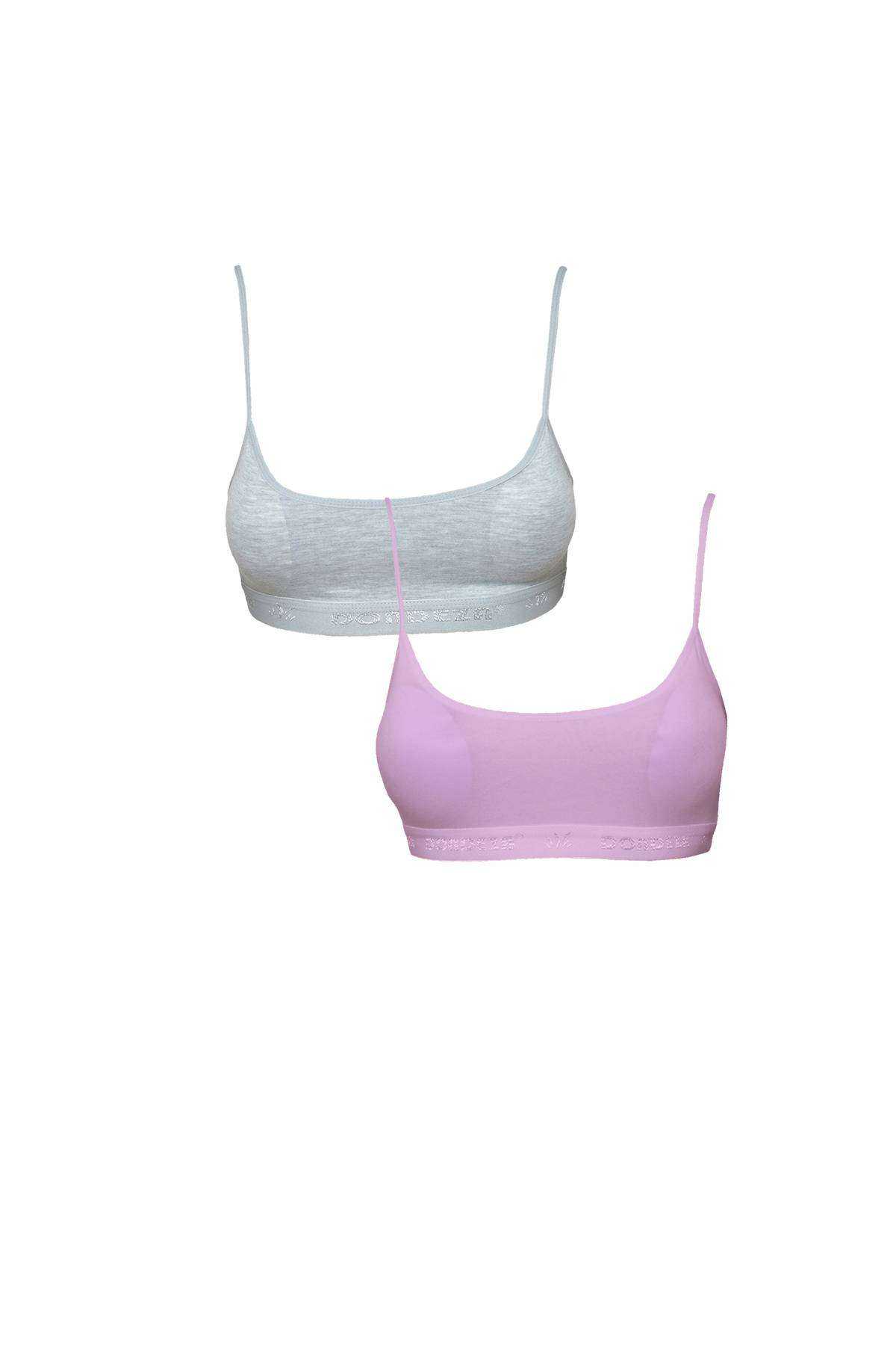 Gray and Pink Bustier with Padded Rope Straps 2pcs