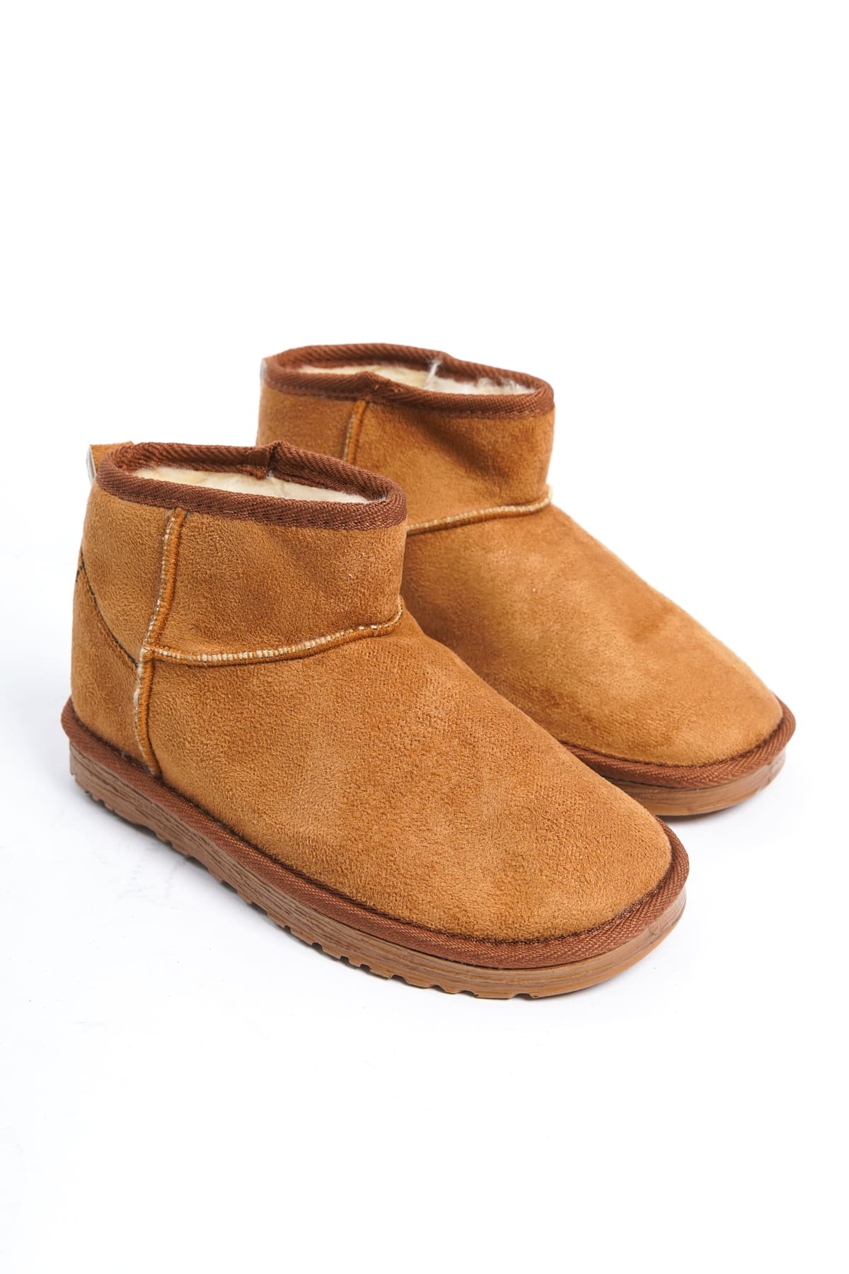 CLZ948 Unlaced Flat Sole Sheepskin Short Suede Women's Boots TT Taba