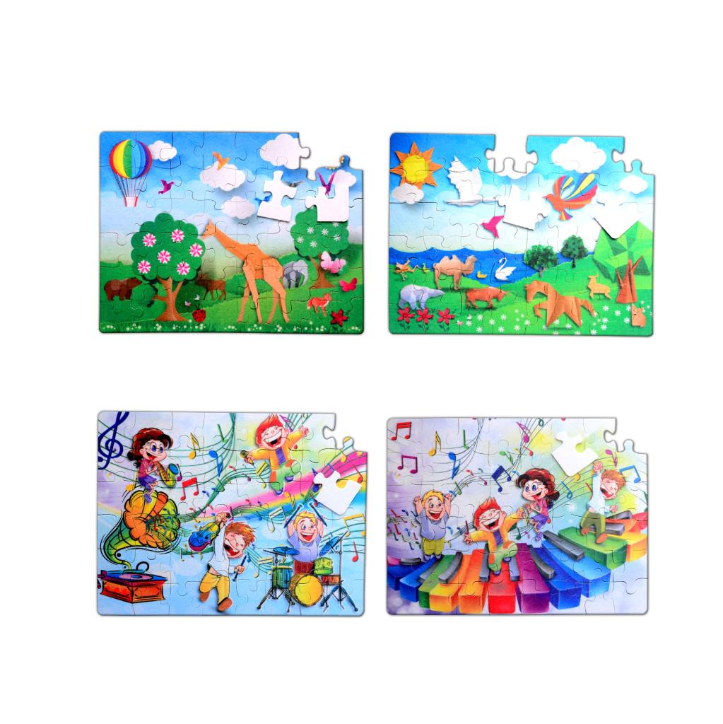 4 Set - 96 Piece Origami and Music 5+ Felt Jigsaw Puzzle - 5 Years Puzzle