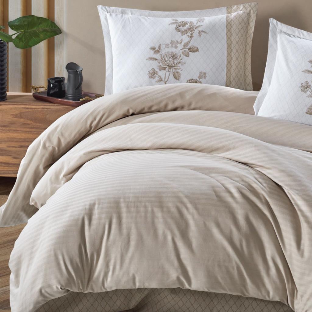 Boutique Series Striped Ranforce Double Duvet Cover Suave v4 Beige