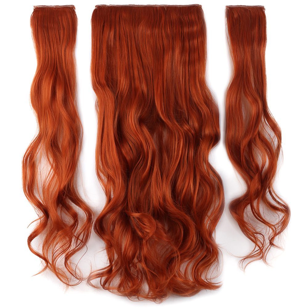 Kanekalon Fiber Synthetic Wavy Half Moon + 2 Side Hair Snaps / Copper