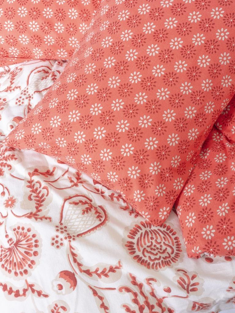 Flannel Duvet Cover Double Flowerland Red