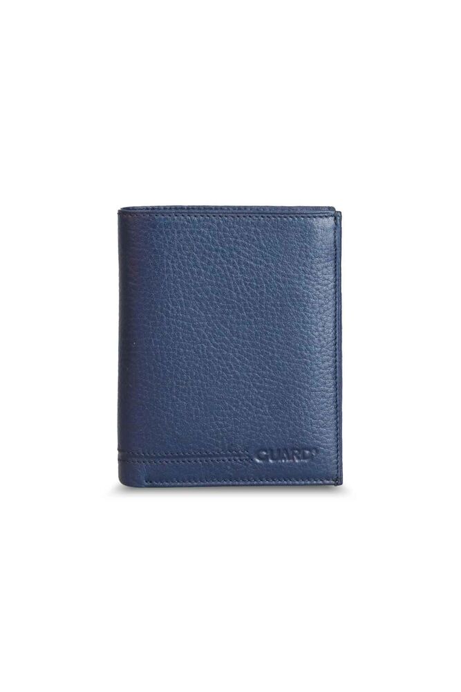 Multi-Compartment Vertical Navy Blue Leather Men's Wallet