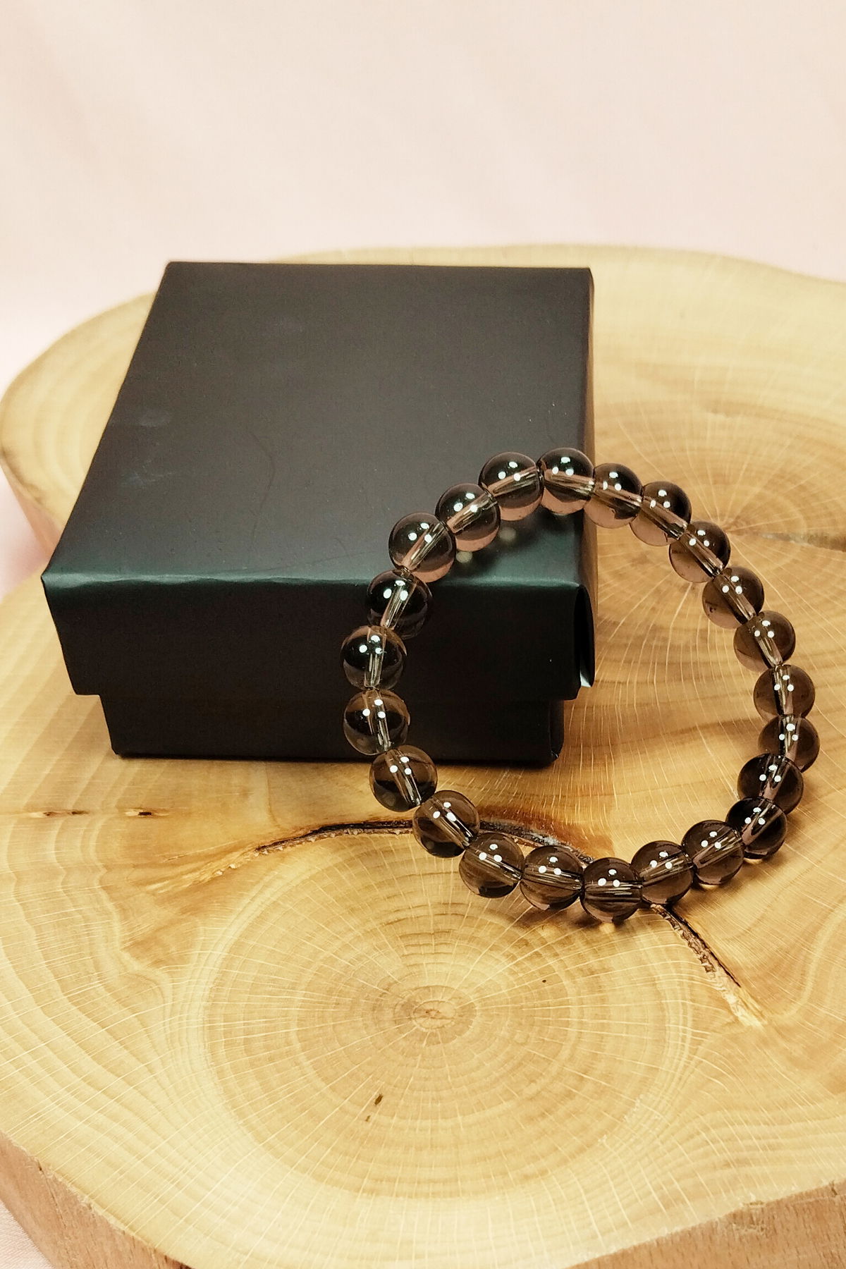 Smoky Quartz Natural Stone Bracelet Boxed