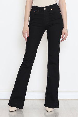 Flared Fade Resistant Jeans Black1