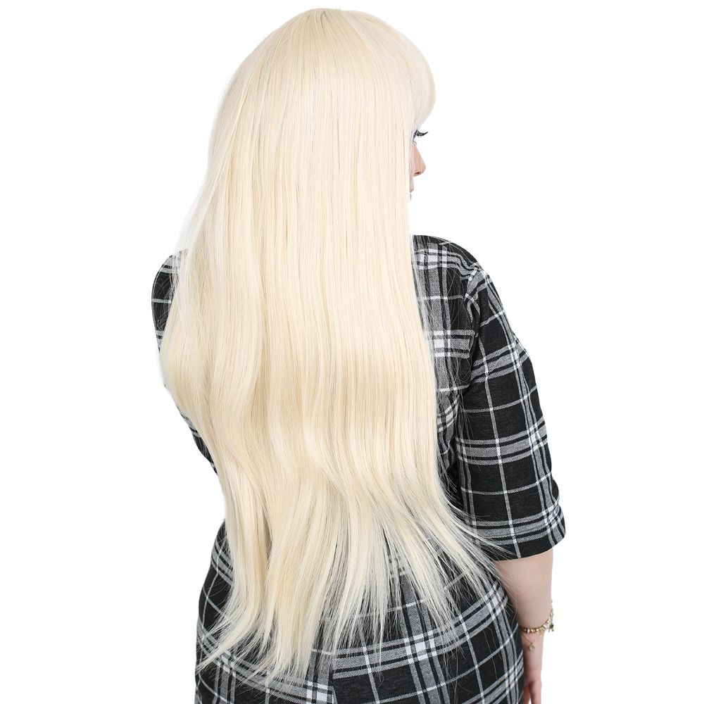 Kanekalon Fiber Synthetic Long Straight Bangs Wig / Platinum