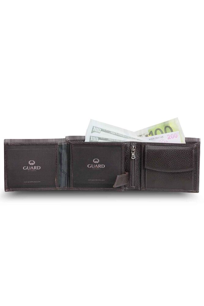 Brown Leather Men's Wallet with Coin Compartment