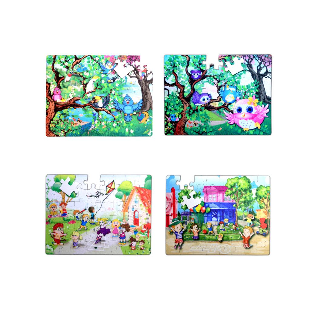 4 Set - 96 Piece Owl and Playground 5+ Felt Jigsaw Puzzle - 5 Years Puzzle