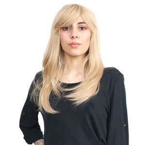 Medium Length Kanekalon Fiber Synthetic Wig with Straight Custom Bangs / Pumpkin