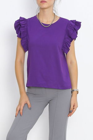 Ruffle Sleeve T-Shirt Purple