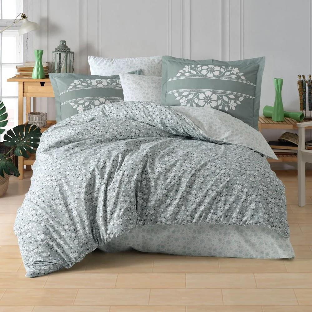 Double Poplin Duvet Cover Set Sofia Green