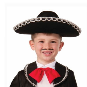 Silver Color Striped Mexican Mariachi Latin Hat 55 cm Kids