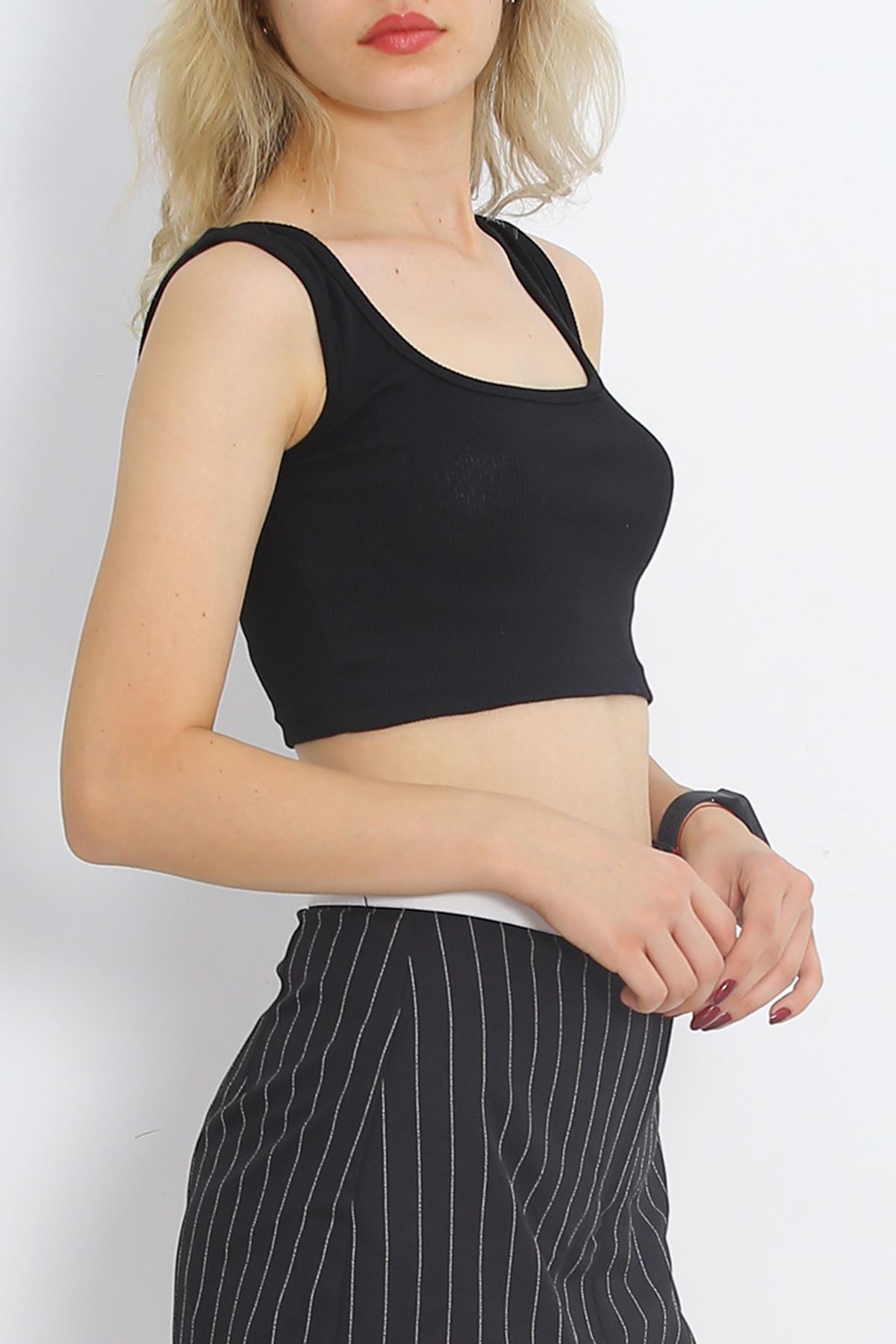 Thick Strap Crop Tank Black