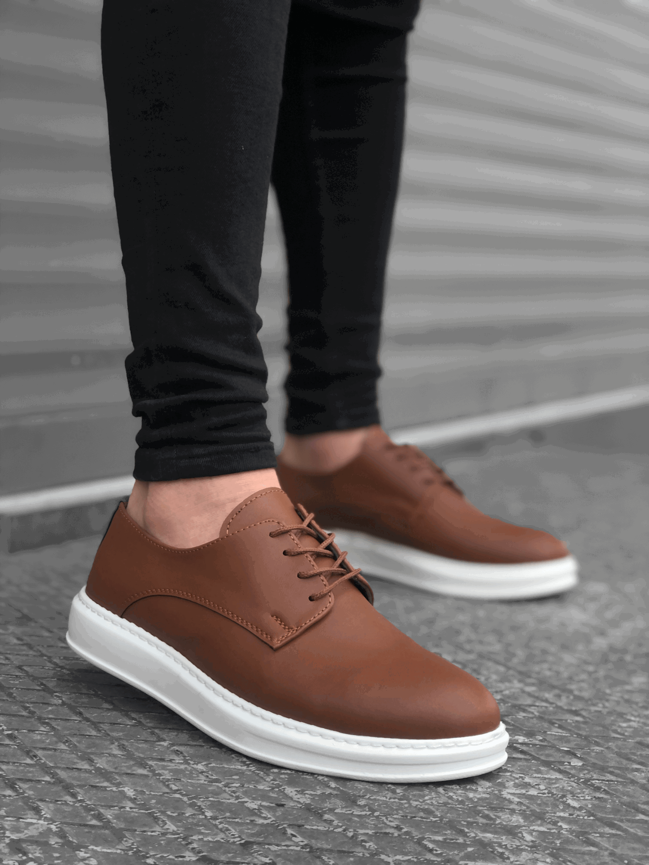 Lace-up Classic Tan White Thick Sole Casual Men's Shoes