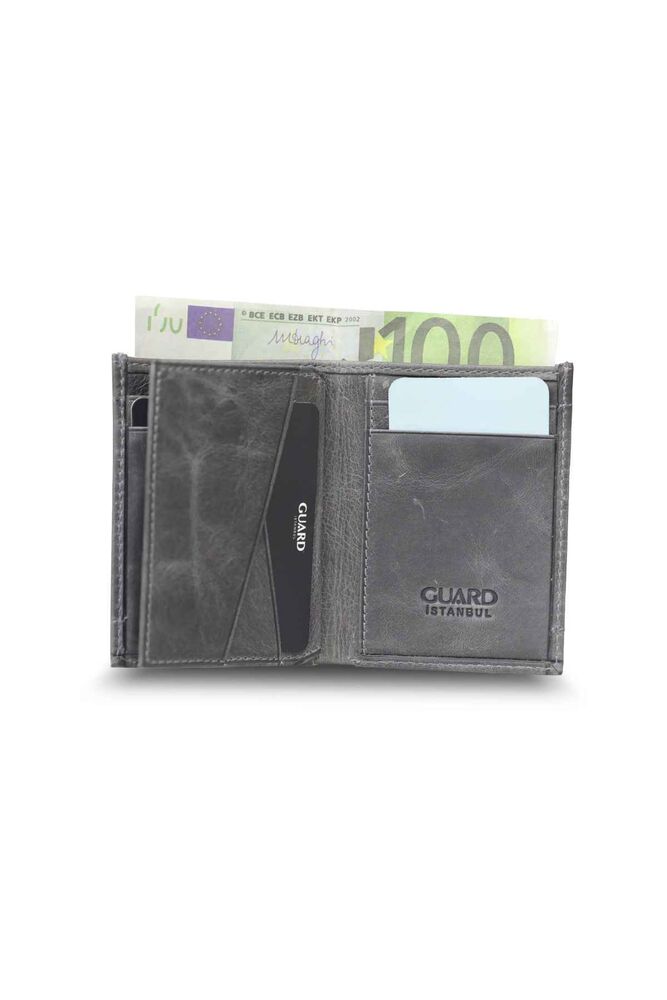 Minimal Antique Gray Leather Men's Wallet