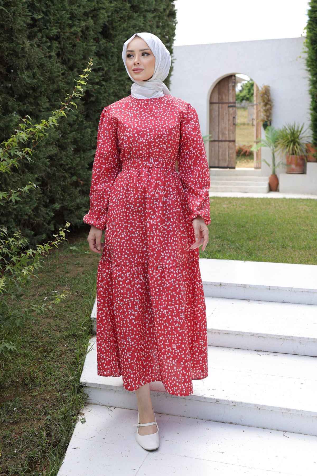 Belted Dress Red