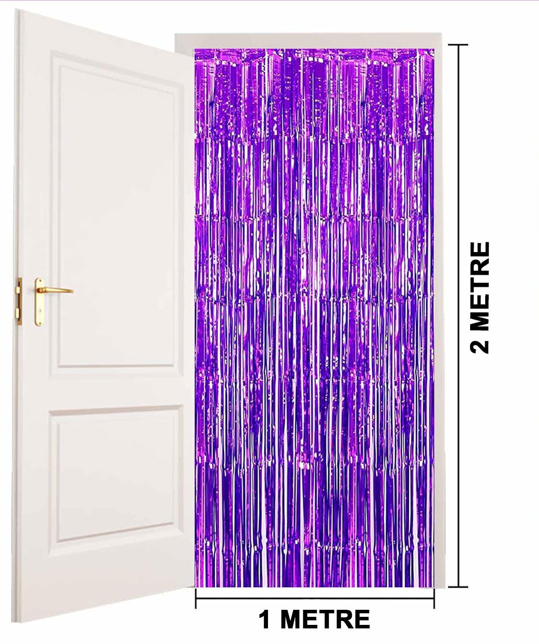 Purple Color Extra Metalized Shiny Fringed Backdrop Curtain Imported A Quality 1x2 Meters