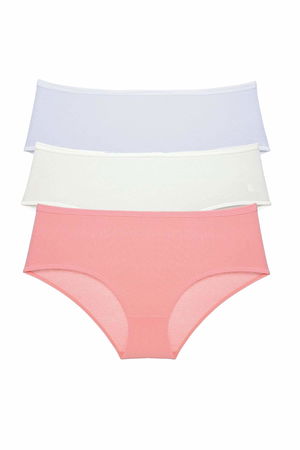 3Pcs Women High Waist Bato Panties White Cream Powder