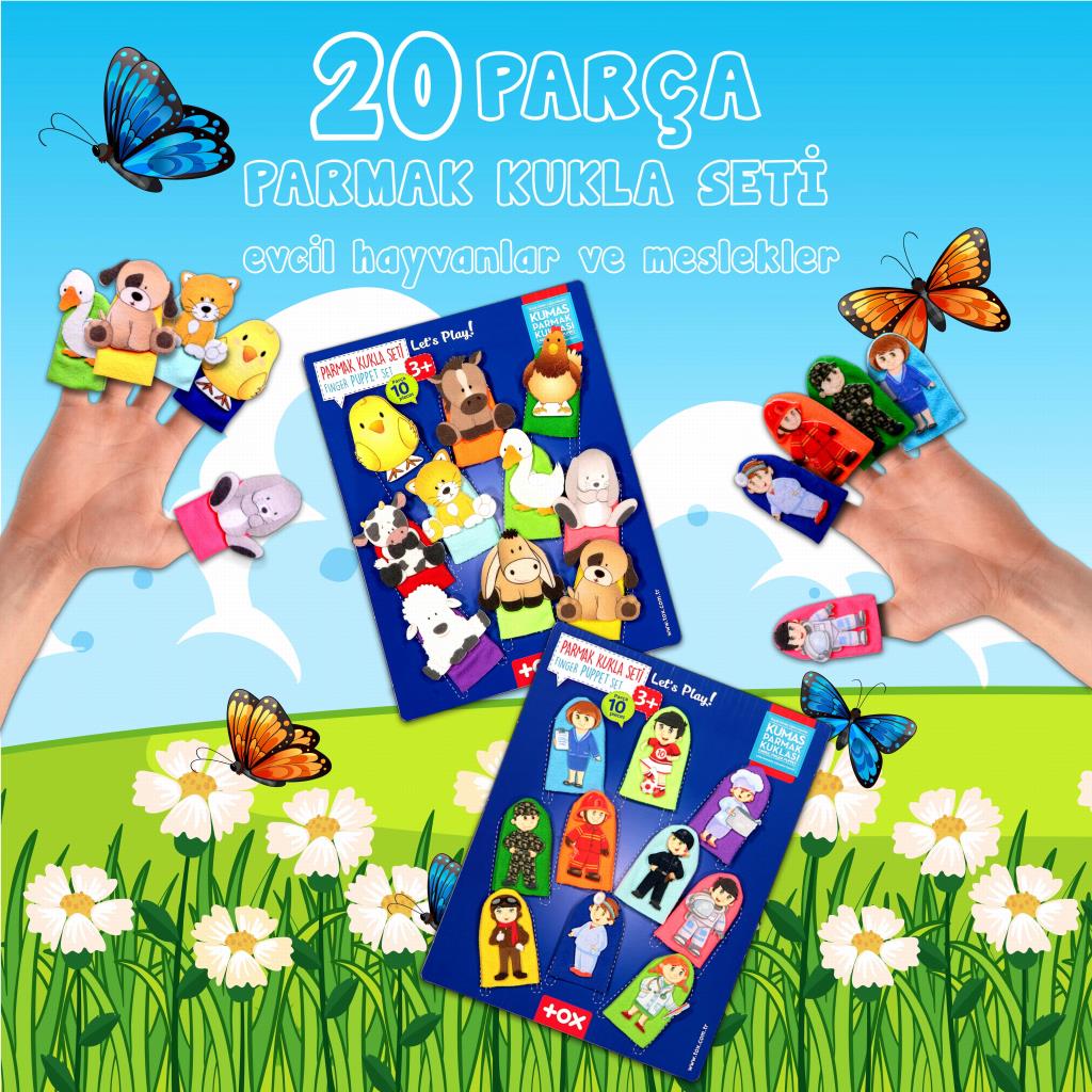 2 Sets - 20 Pieces Pets and Professions Finger Puppet