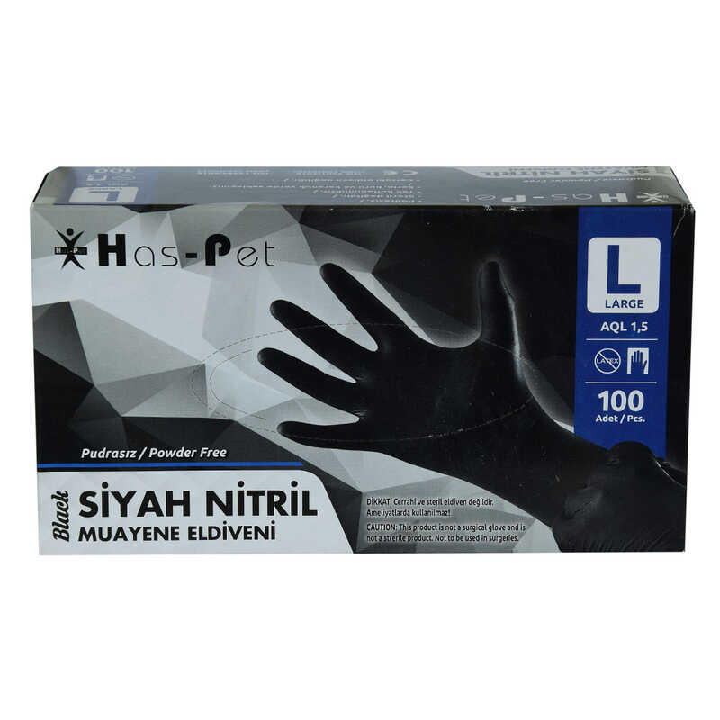 Powder Free Black Nitrile Gloves Large Size (L) 100 Pack