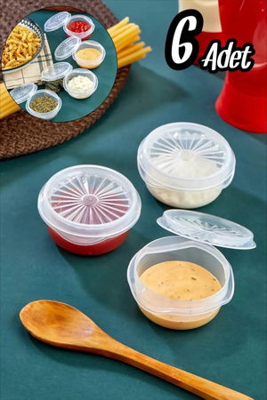 6-piece Fan Lid Transparent Mini Sauce Container- Ketchup Mayonnaise Container- Coffee Side Candy Turkish Delight Holder