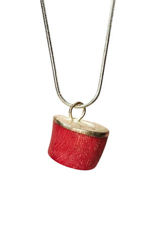 Coral Natural Stone Handmade Pendant with Chain: 1.5 cm Chain: 20 cm Boxed