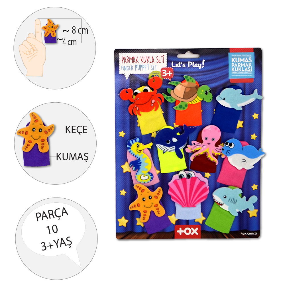 Sea Creatures 10 Piece Finger Puppet Set