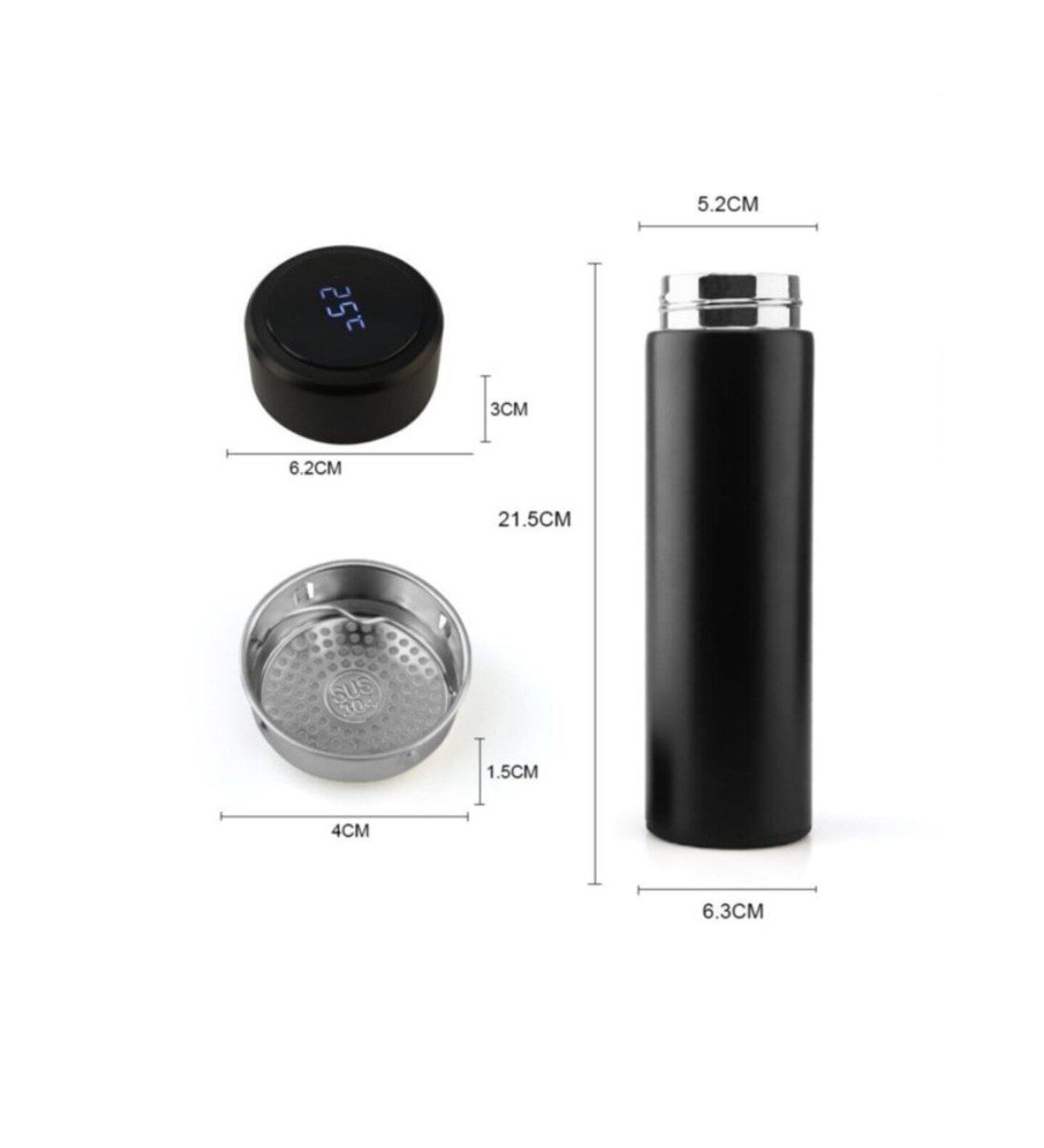 Colorful Steel Thermos with Digital Temperature Display - 500 ML