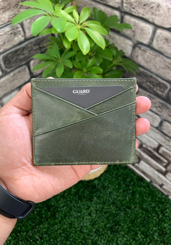 Antique Green Genuine Leather Card Holder