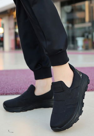 Black Stretch Black Sole Sneakers