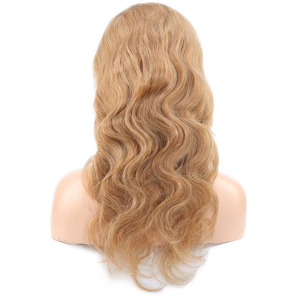 Wavy Front Lace Real Hair Tulle Wig / Hot Caramel / 60/65cm