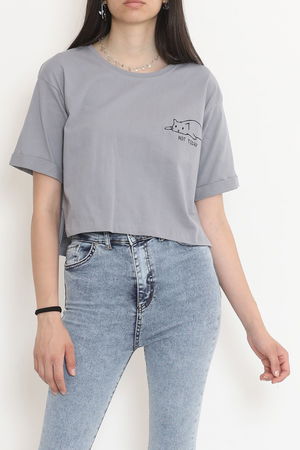 Double Sleeve Crop T-Shirt Smoked