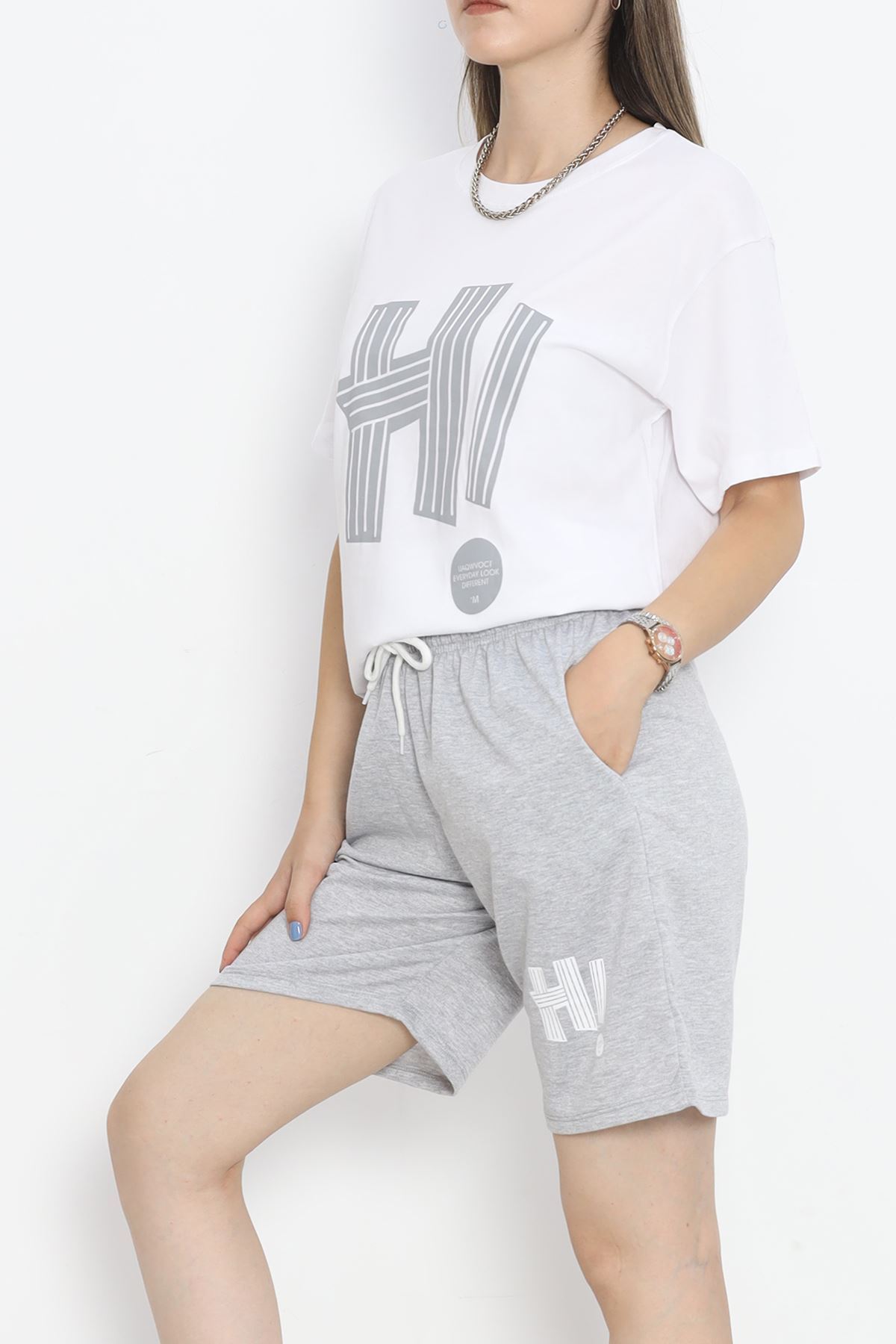 Printed Shorts Set Gray