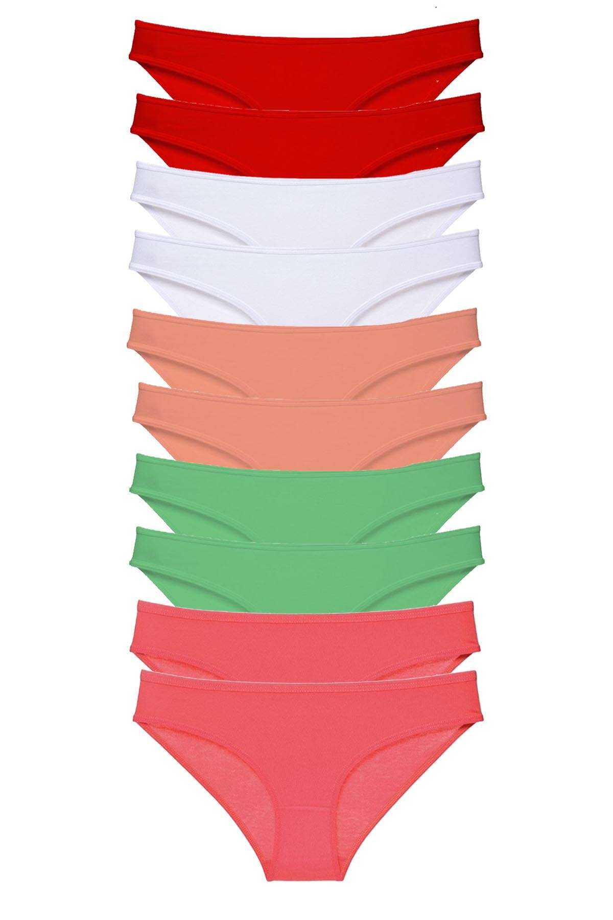 10pcs Super Eco Set Lycra Women Slip Panties Red White Powder Green Fuchsia