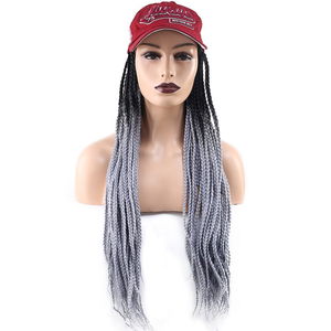 Burgundy Hat Look Mesh Wig / Black / Light Gray Ombré