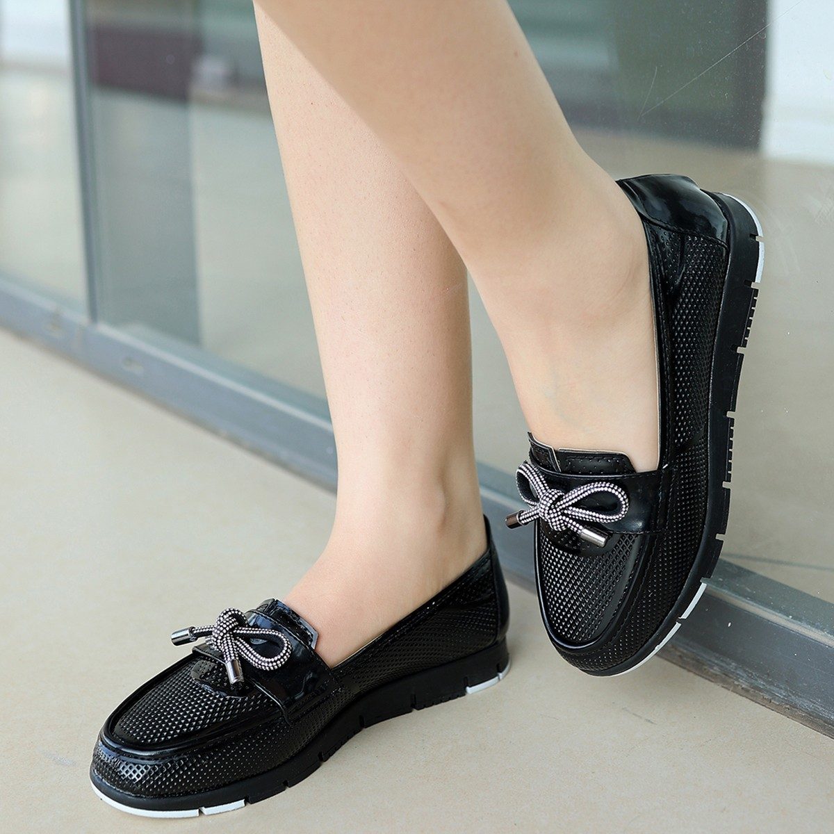 Black Patent Leather Babet Shoes