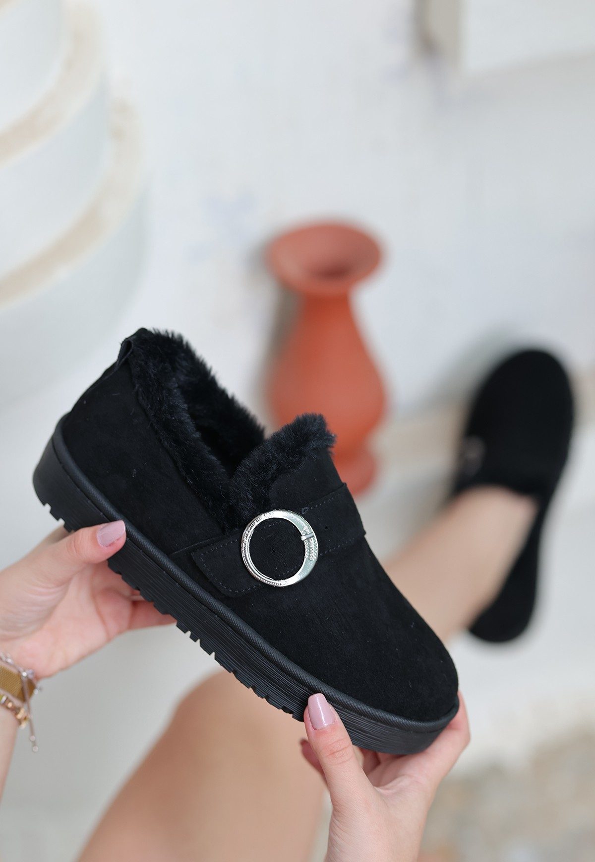 Black Suede Babet Shoes