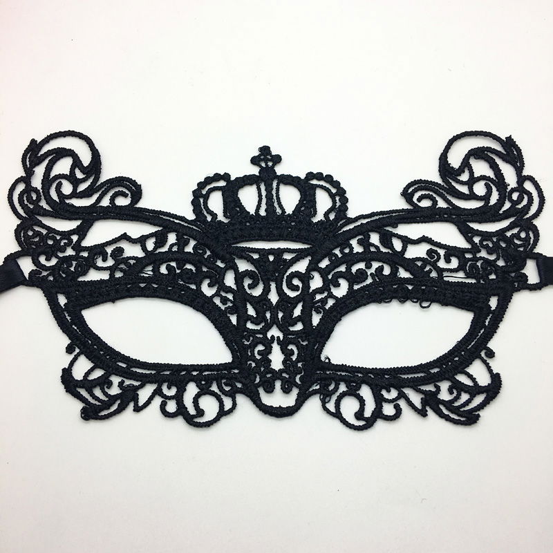 Black Color Lace Cut Lace Embroidered Prom Party Mask 9 No