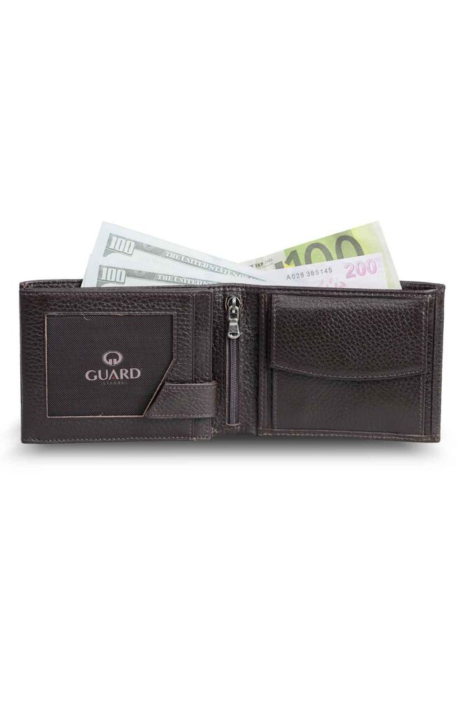 Brown Leather Men's Wallet with Coin Compartment