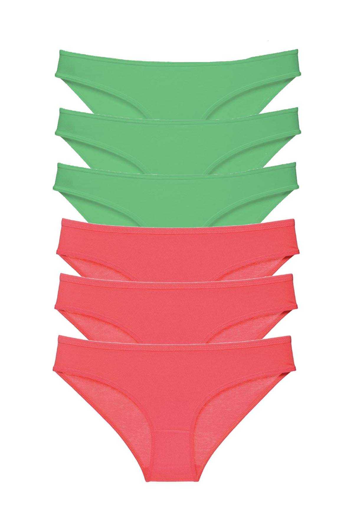 6pcs Eco Set Lycra Women Slip Panties Green Fuchsia