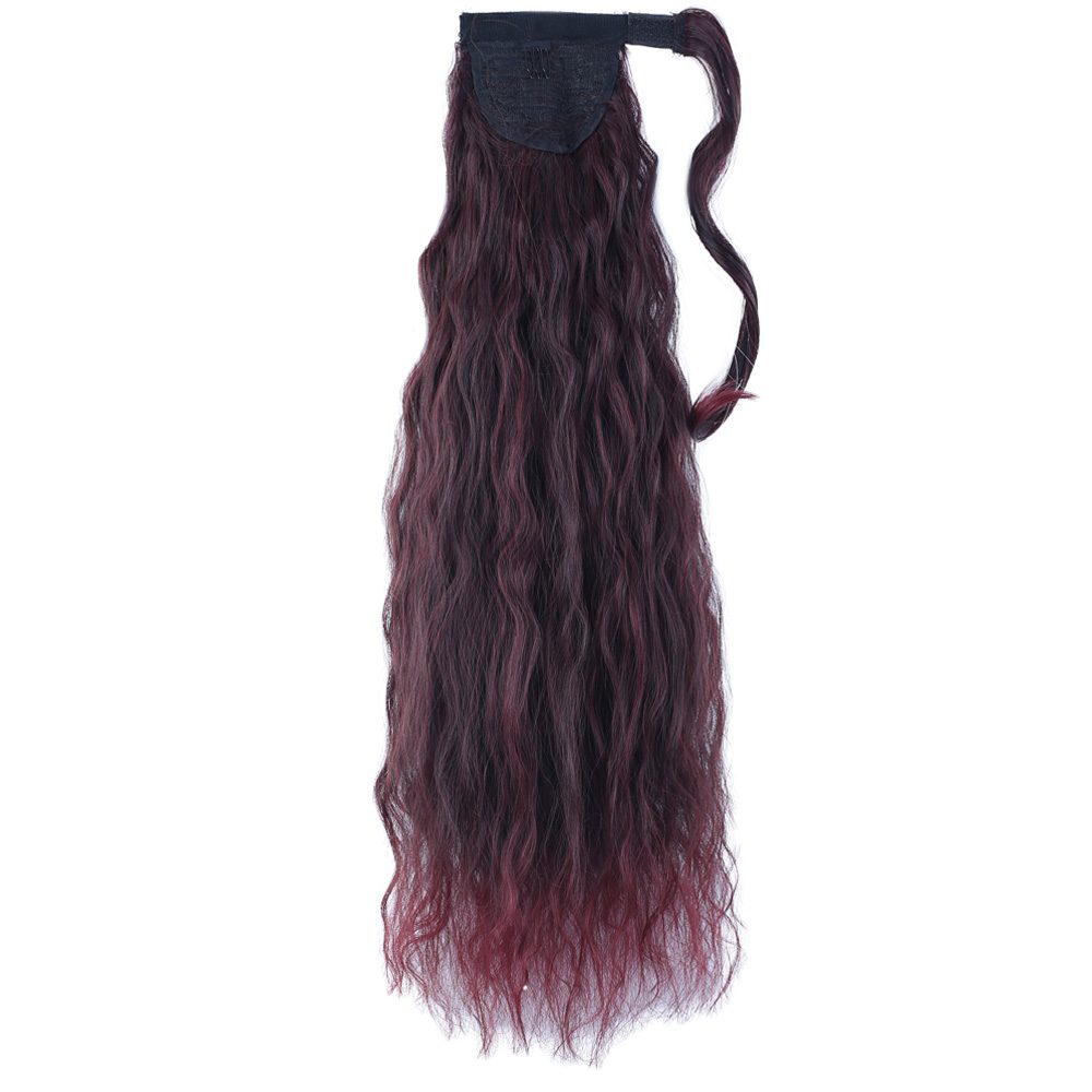 Tie-Up Fluffy Wavy Ponytail / Dark Red