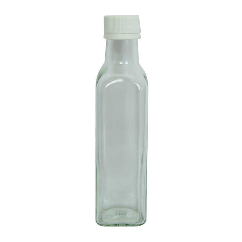 Empty Glass Bottle with Ziplock Cap Transparent Color 250 cc