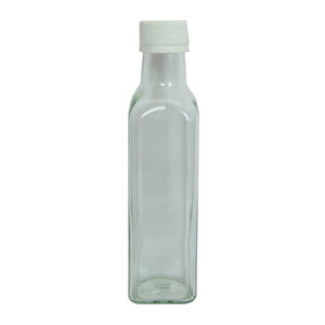 Empty Glass Bottle with Ziplock Cap Transparent Color 250 cc