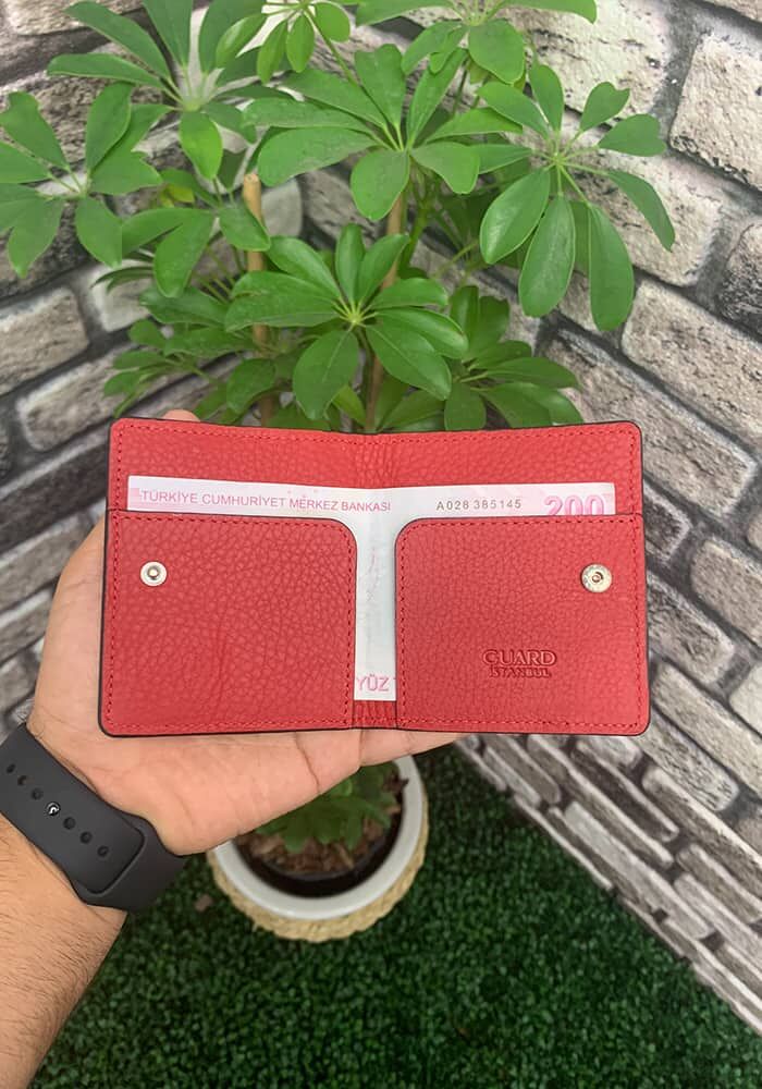 Black / Red Patented Design Leather Card Holder